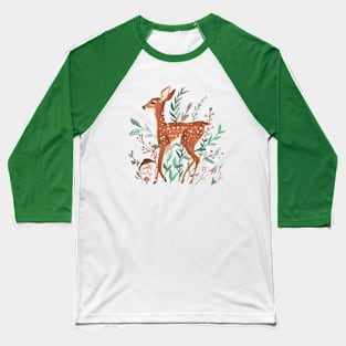 Little fawn and leaves Baseball T-Shirt